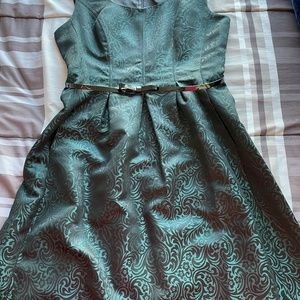 Green and black dress